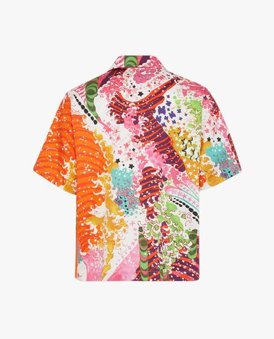  DSQUARED2 - Áo sơ mi nam cổ bẻ tay ngắn phối hoạ tiết Psychedelic Dreams 