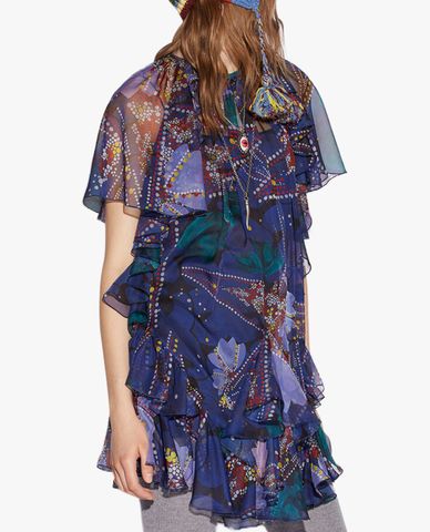  DSQUARED2 - Đầm xếp tầng mini cổ tròn Retro Blossom 