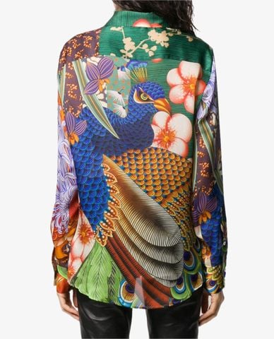  DSQUARED2 - Áo sơ mi nữ dài tay phối họa tiết Tiger 