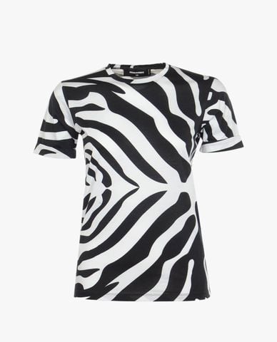  DSQUARED2 - Áo thun nữ cổ tròn ngắn tay Zebra Print 