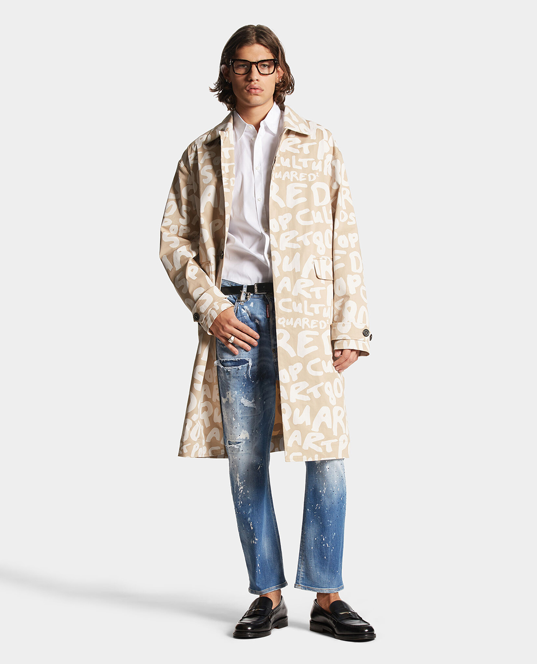 DSQUARED2 - Áo khoác nam phom rộng dáng dài D2 Pop 80s