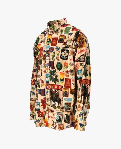  DSQUARED2 - Áo sơ mi nam tay dài họa tiết nổi bật 
