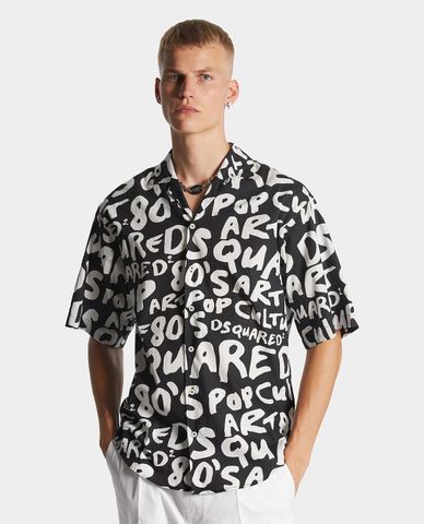  DSQUARED2 - Áo sơ mi nam tay ngắn D2 Pop 80s Bowling 