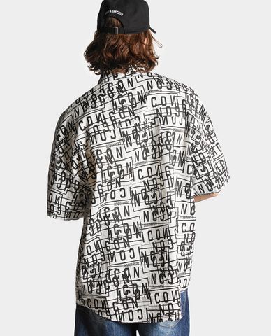  DSQUARED2 - Áo sơ mi nam tay ngắn Icon Stamps Oversize 