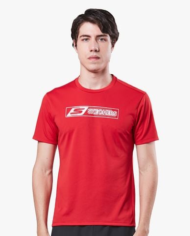  SKECHERS - Áo thun thể thao nam tay ngắn phối logo Training 