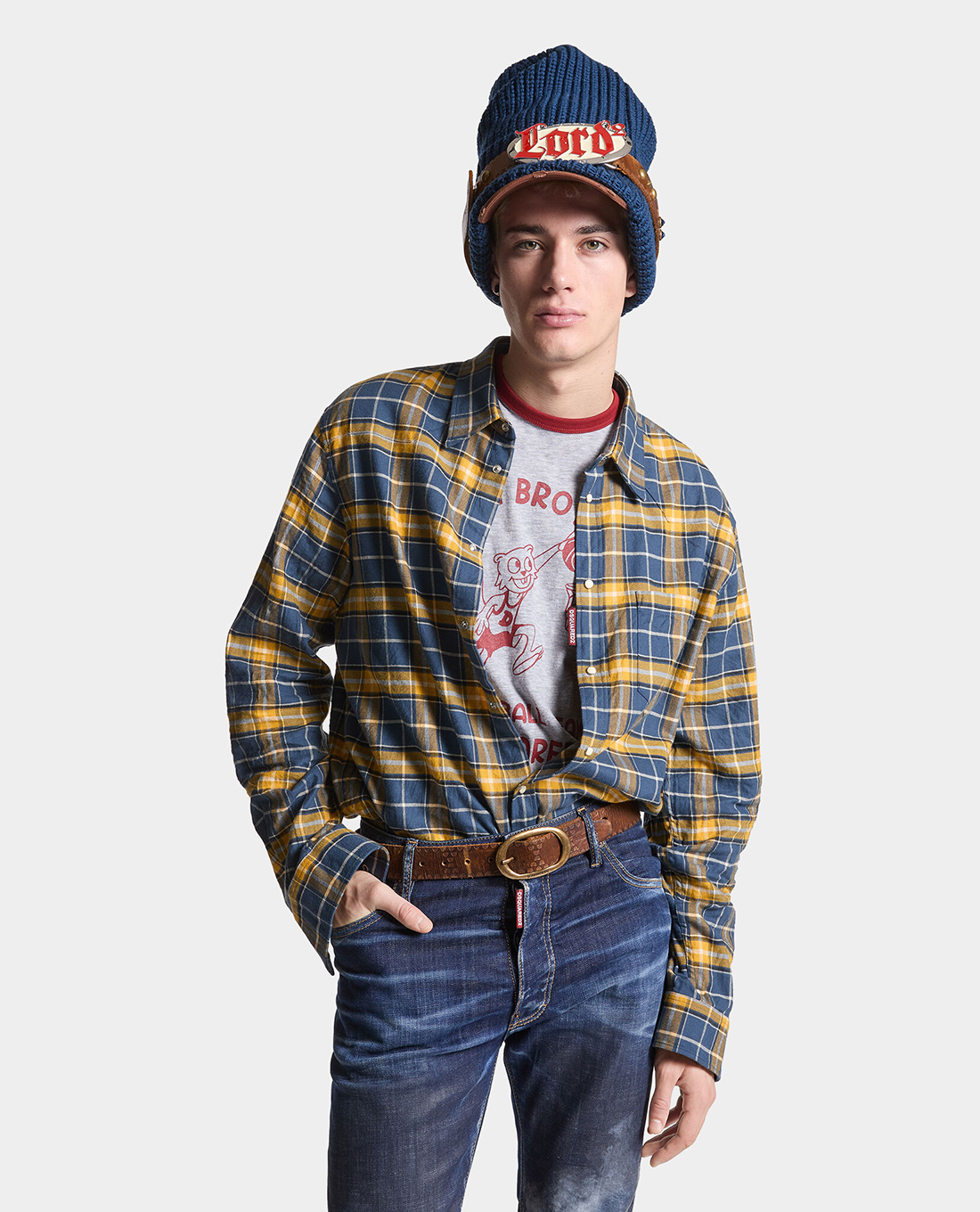 DSQUARED2 - Áo sơ mi nam phom suông tay dài Canadian