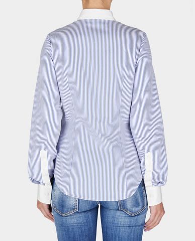  DSQUARED2 - Áo sơ mi nữ cổ bẻ tay dài phối sọc dọc Tennis 