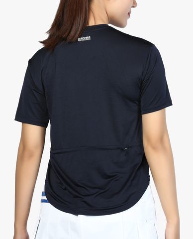  SKECHERS - Áo thun thể thao nữ tay ngắn vạt bầu thời trang 