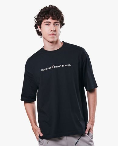  SKECHERS - Áo thun unisex ngắn tay phom suông Demon Slayer 