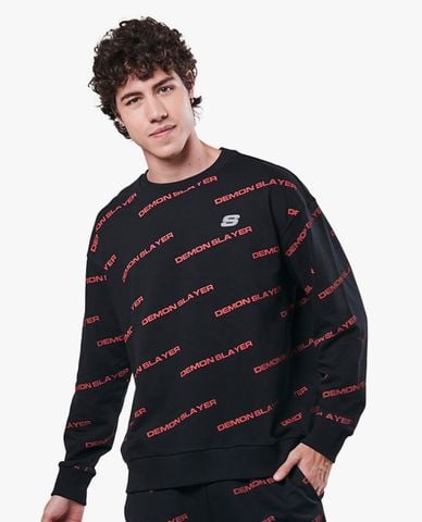  SKECHERS - Áo sweatshirt unisex phom suông Demon Slayer 
