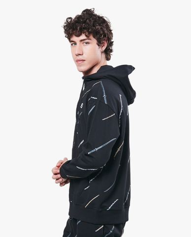  SKECHERS - Áo hoodie unisex phom suông phối zip Demon Slayer 