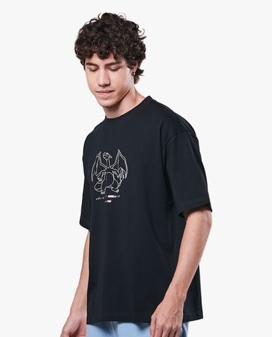  SKECHERS - Áo thun unisex ngắn tay phom suông Pokémon 