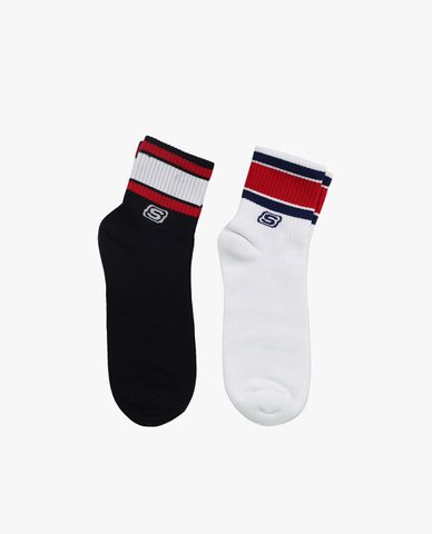  SKECHERS - Pack 2 đôi vớ nam cổ cao kẻ viền thời trang 