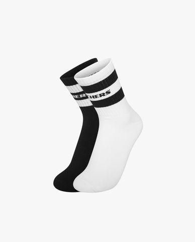  SKECHERS - Pack 2 đôi vớ nữ cổ cao kẻ viền Crew 