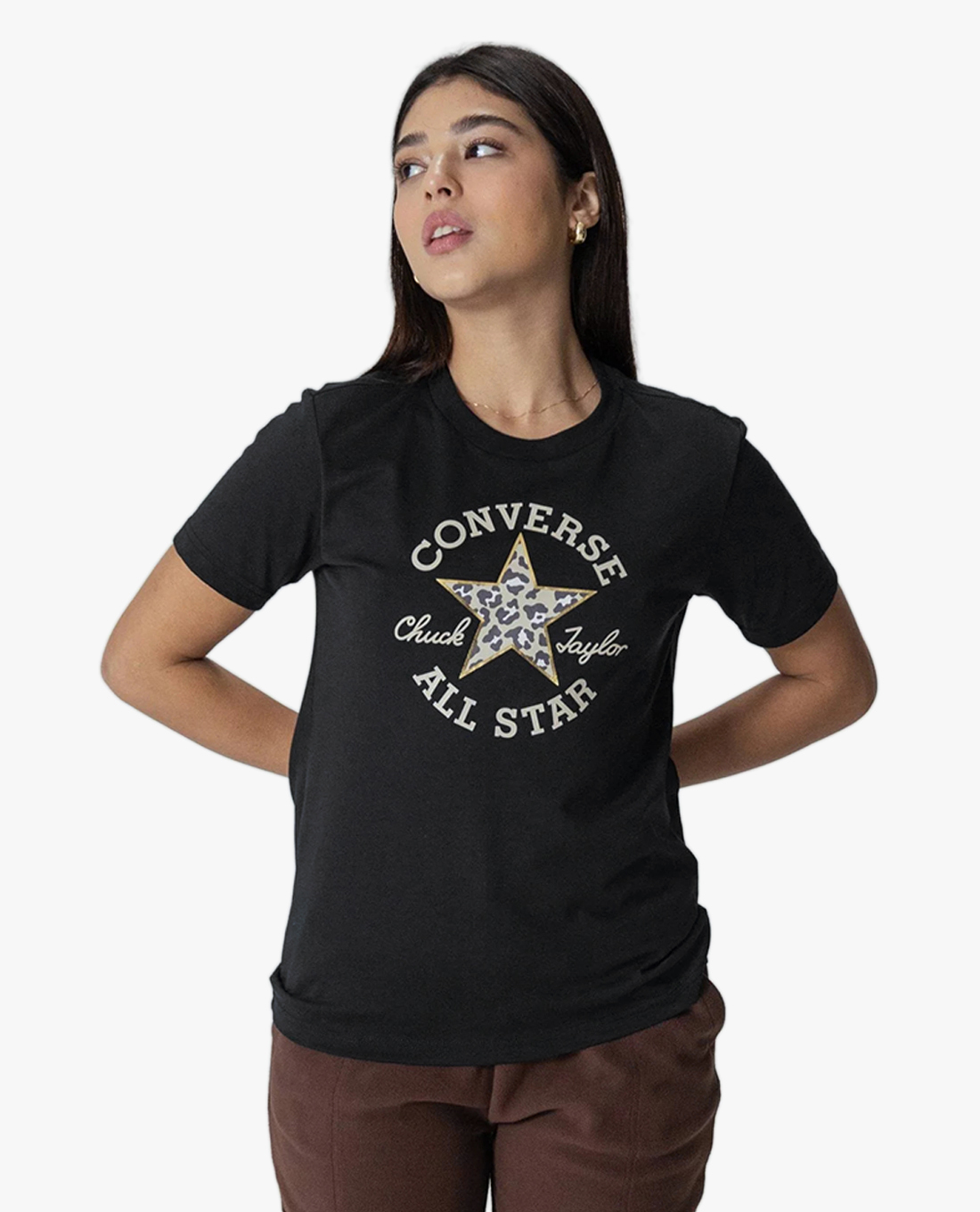 CONVERSE - Áo thun nữ cổ tròn tay ngắn Chuck Patch Leopard Infill