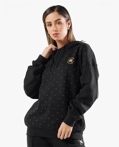  CONVERSE - Áo hoodie nữ phối mũ đính hạt nổi bật Studded Glam 