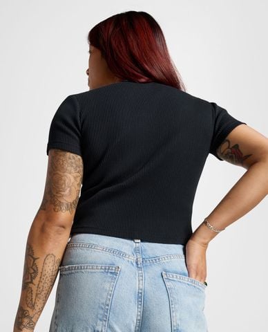  CONVERSE - Áo croptop nữ cổ tròn tay ngắn Ribbed Slim 