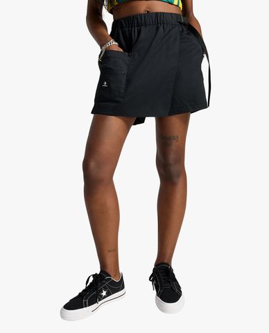  CONVERSE - Quần short nữ ống rộng lưng thun Woven Festival 