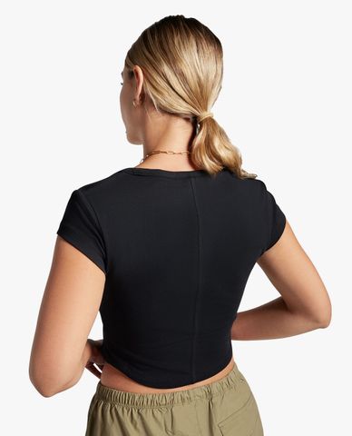  CONVERSE - Áo croptop nữ cổ vuông tay ngắn Wordmark Corset 