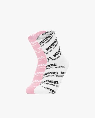  SKECHERS - Pack 2 đôi vớ nữ cổ cao phối logo thời trang 