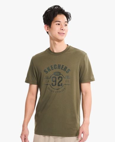  SKECHERS - Áo thun nam cổ tròn tay ngắn thời thượng 