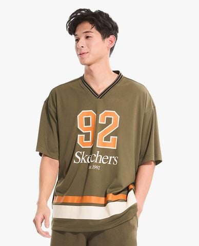  SKECHERS - Áo thun nam cổ V hiện đại 