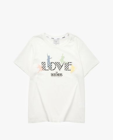  SKECHERS - Áo thun nữ ngắn tay phom suông hiện đại Love 