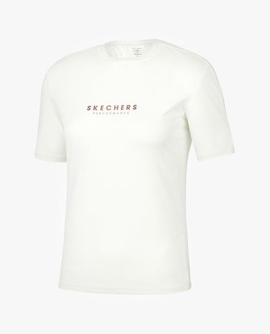  SKECHERS - Áo thun thể thao nữ ngắn tay phom ôm hiện đại 