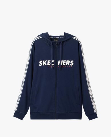  SKECHERS - Áo khoác thể thao nam tay dài phối mũ thời trang 