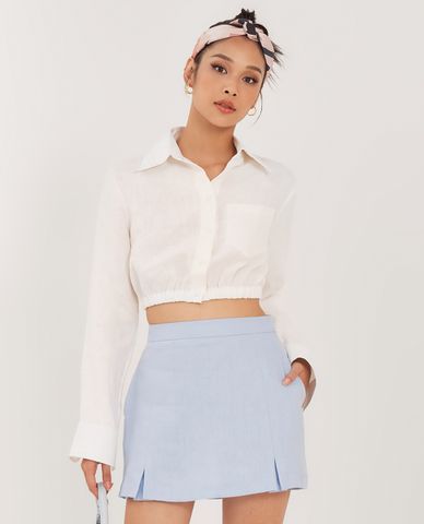  GIGI - Áo sơ mi nữ tay dài phom croptop trẻ trung 