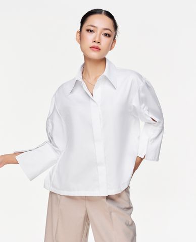  GIGI - Áo sơ mi nữ cổ bẻ tay dài phom suông hiện đại 
