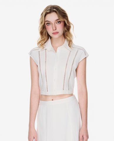  GIGI - Áo croptop nữ cổ bẻ tay ngắn 