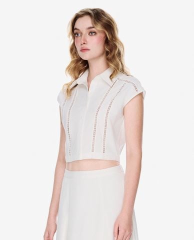  GIGI - Áo croptop nữ cổ bẻ tay ngắn 