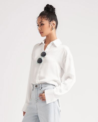  GIGI - Áo sơ mi nữ cổ bẻ tay dài phom suông thời trang 