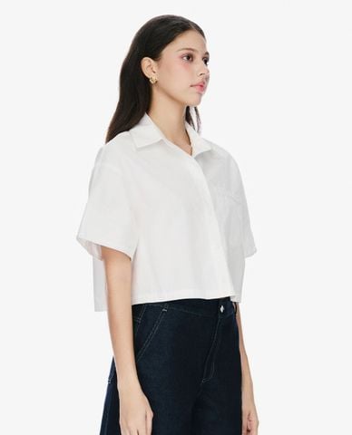  GIGI - Áo sơ mi nữ croptop cổ bẻ tay ngắn 