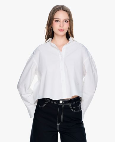  GIGI - Áo sơ mi nữ croptop cổ bẻ tay dài hiện đại 