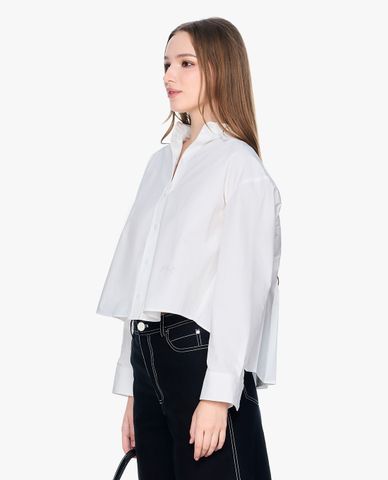  GIGI - Áo sơ mi nữ croptop cổ bẻ tay dài hiện đại 
