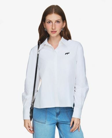  GIGI - Áo sơ mi nữ cổ bẻ tay dài phối logo tinh tế 