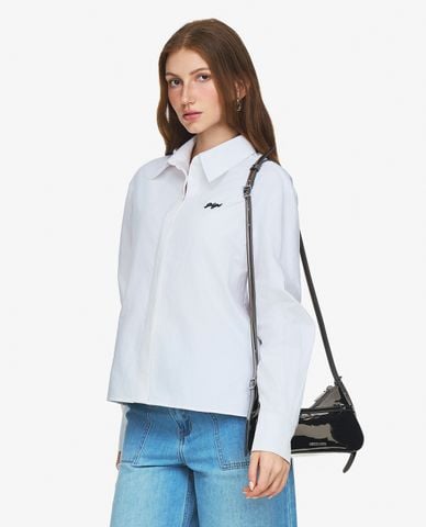  GIGI - Áo sơ mi nữ cổ bẻ tay dài phối logo tinh tế 