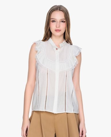  GIGI - Áo sát nách cổ tròn phối ren thời thượng 