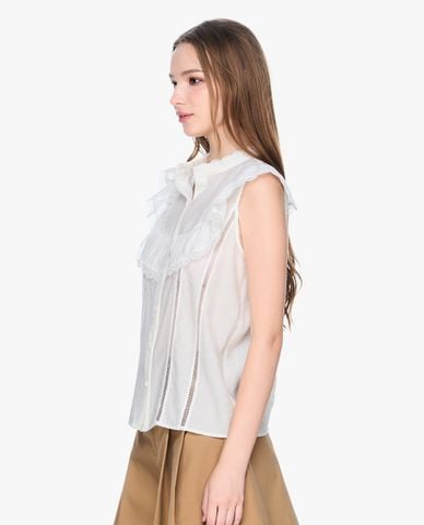  GIGI - Áo sát nách cổ tròn phối ren thời thượng 