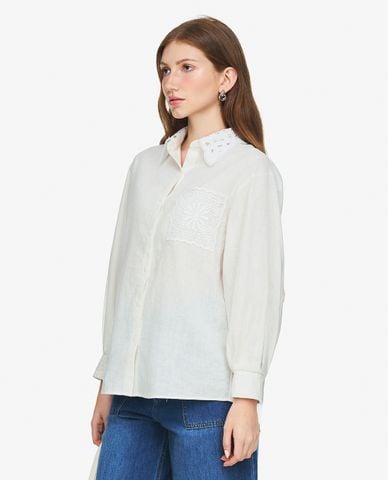  GIGI - Áo sơ mi nữ cổ bẻ tay dài phối túi 