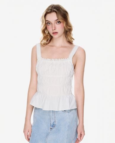  GIGI - Áo hai dây nữ cổ vuông xếp tầng thời thượng 