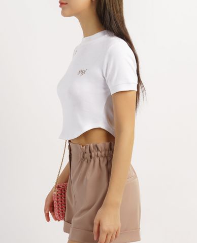  GIGI - Áo croptop nữ tay ngắn phối logo thời trang 