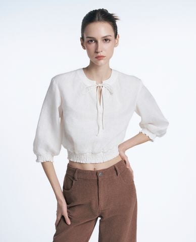  GIGI - Áo croptop nữ cổ tròn tay lỡ trẻ trung 