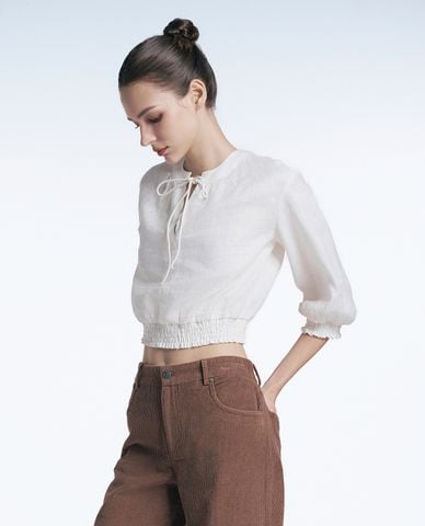  GIGI - Áo croptop nữ cổ tròn tay lỡ trẻ trung 