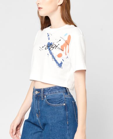  GIGI - Áo thun nữ croptop cổ tròn ngắn tay phối logo Art 3 