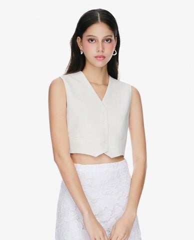  GIGI - Áo khoác gilet nữ cổ V sát nách thanh lịch 