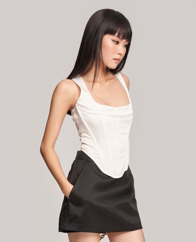  GIGI - Áo sát nách nữ phom ôm phối khóa zip nữ tính 