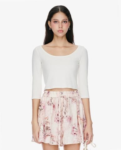  GIGI - Áo croptop nữ cổ thuyền tay lỡ 